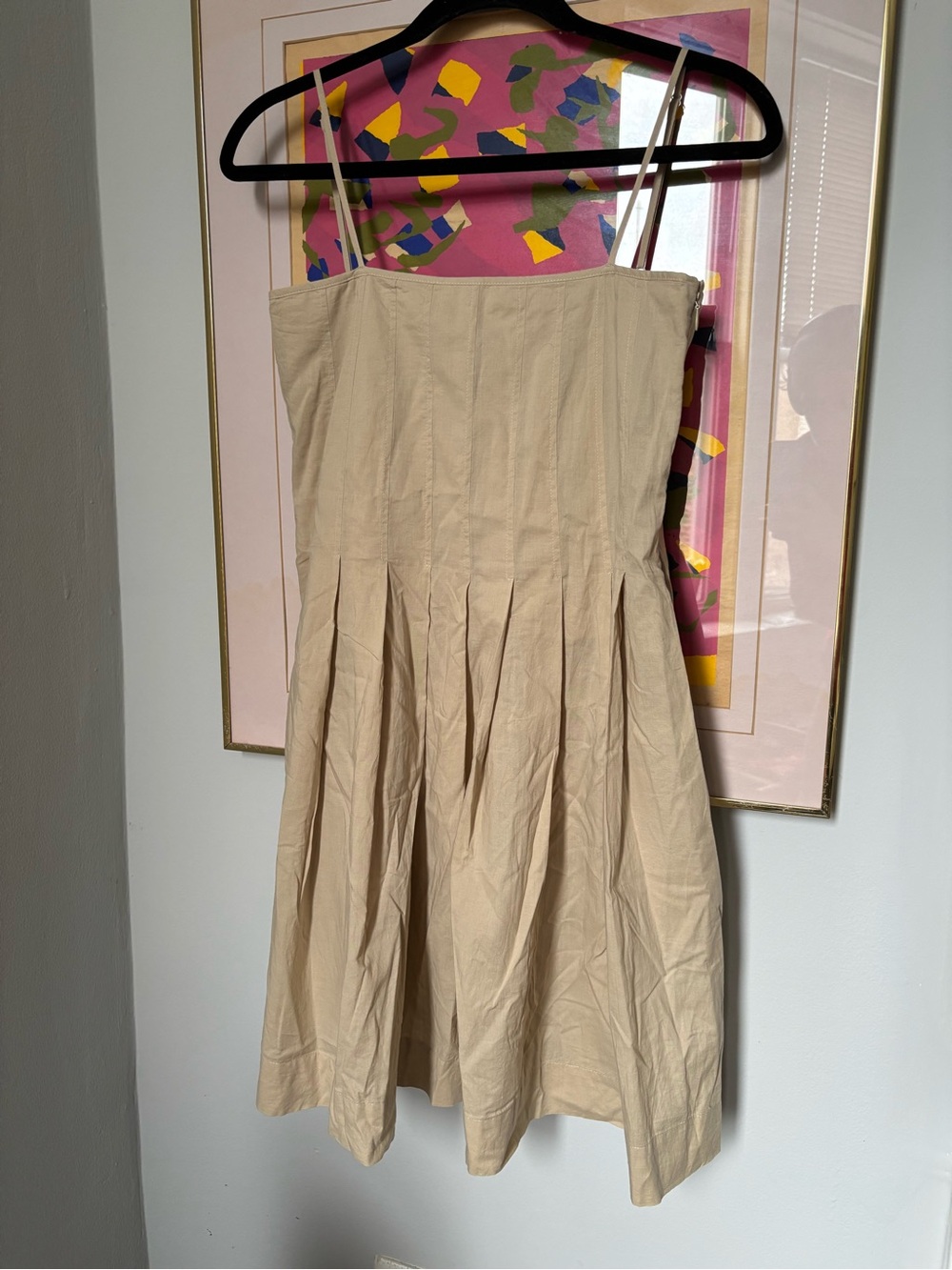 Three Graces London Tan Babydoll Mini Dress Spaghetti Straps 6